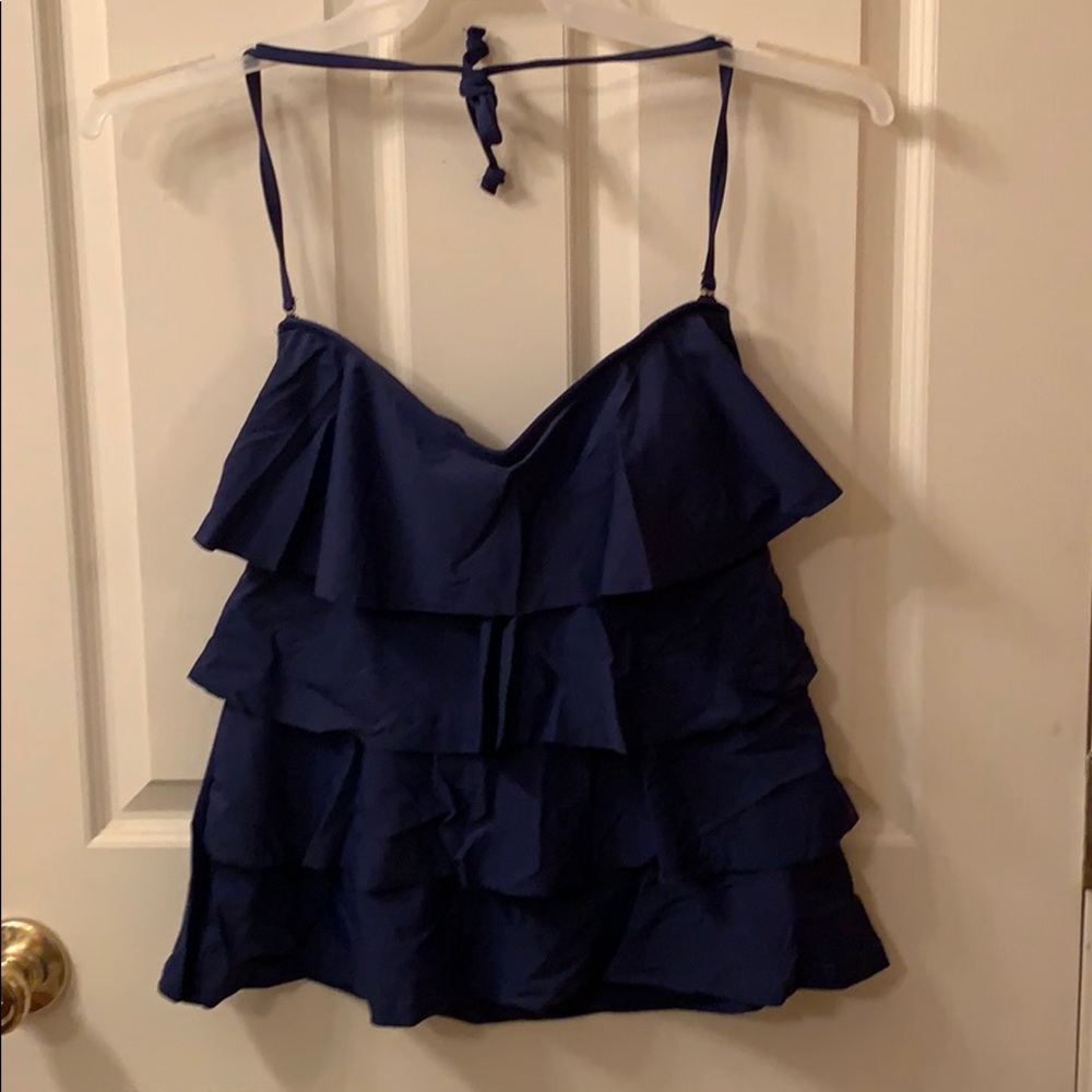 NWT Size 10 Navy Ruffley Swimtop